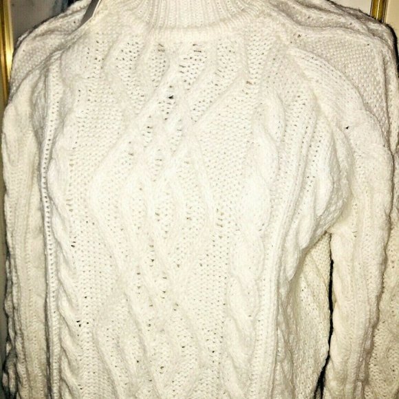 WORKSHOP REPUBLIC FISHERMAN CABLE KNIGT SWEATER~WHITE~LARGE - Picture 7 of 7